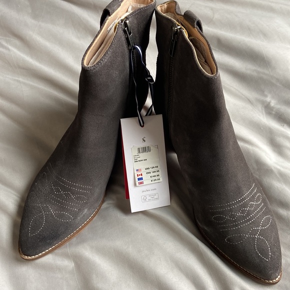 Joules Shoes - Joules Women's Western Leather Boots Elmwood Grey Women's Size US 8 NEW